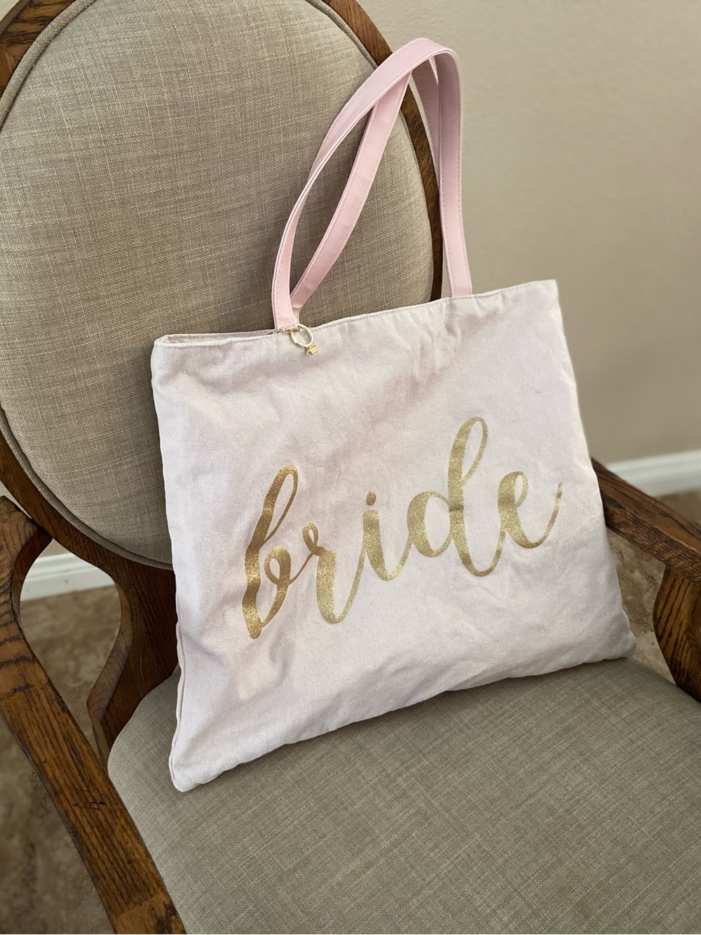Bride Reversible Pink & Gold Canvas Tote Bag